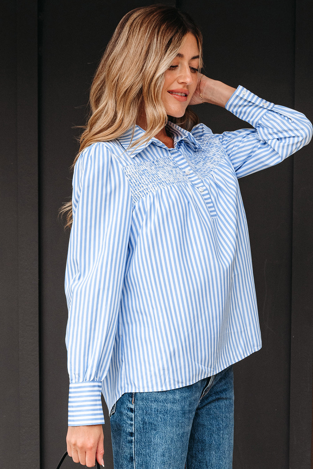 Emersyn Stripe Long Sleeve Top - Threaded Pear