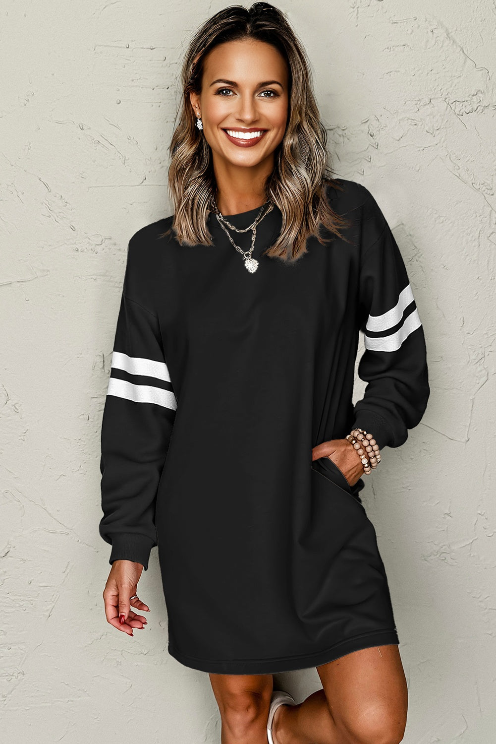 Jennifer Varsity Sweatshirt Dress - Threaded Pear