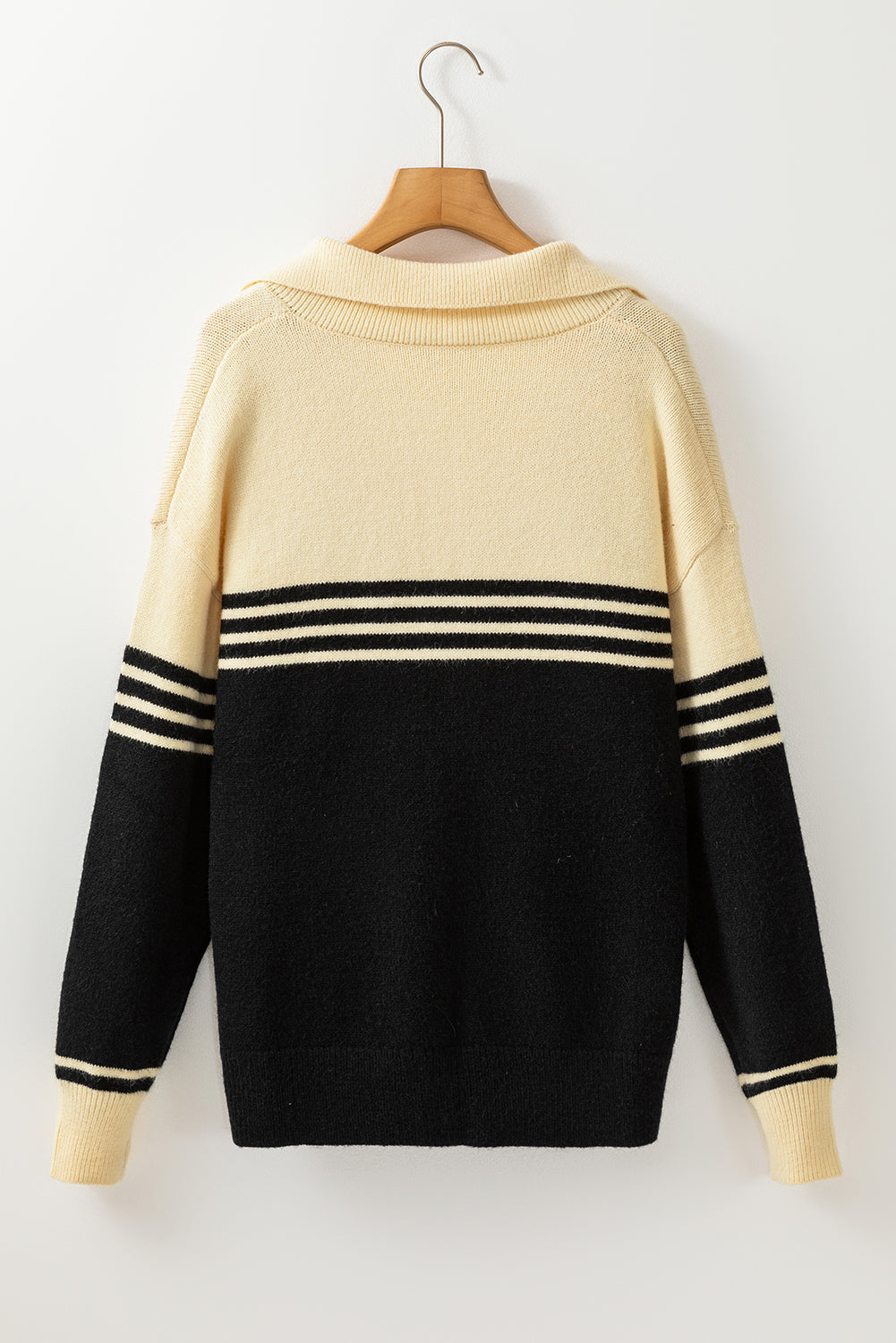 Isabella Colorblock Stripe Collared Sweater - Threaded Pear