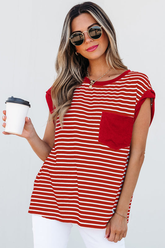 Annika Stripe Round Neck Tank Top - Threaded Pear