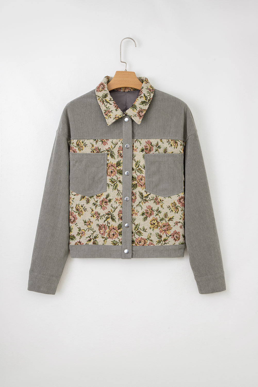 Evelyn Retro Floral Patchwork Shirt - Threaded Pear