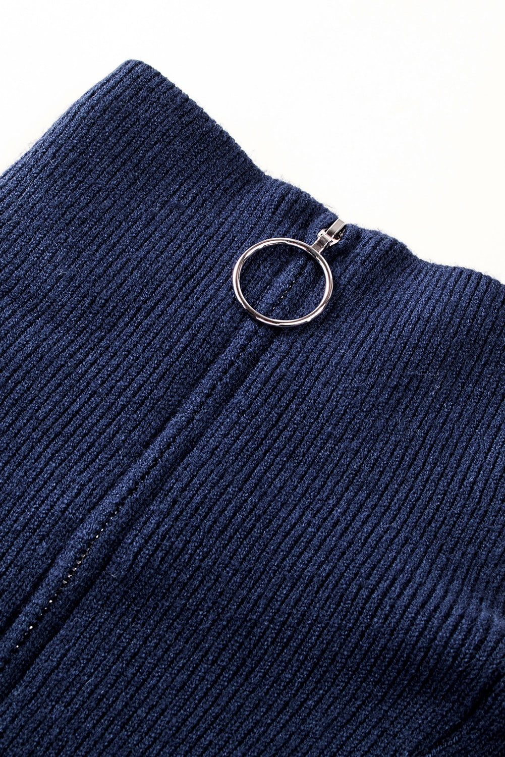 Iris Striped Zip Collared Loose Sweater Mini Dress - Threaded Pear