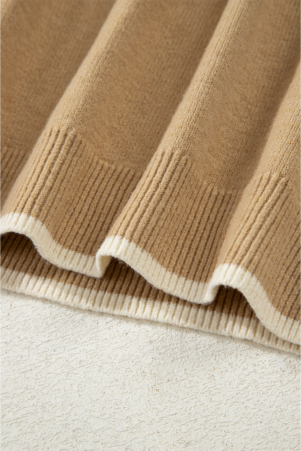 Ava Cuff Contrast Trim Sweater - Threaded Pear