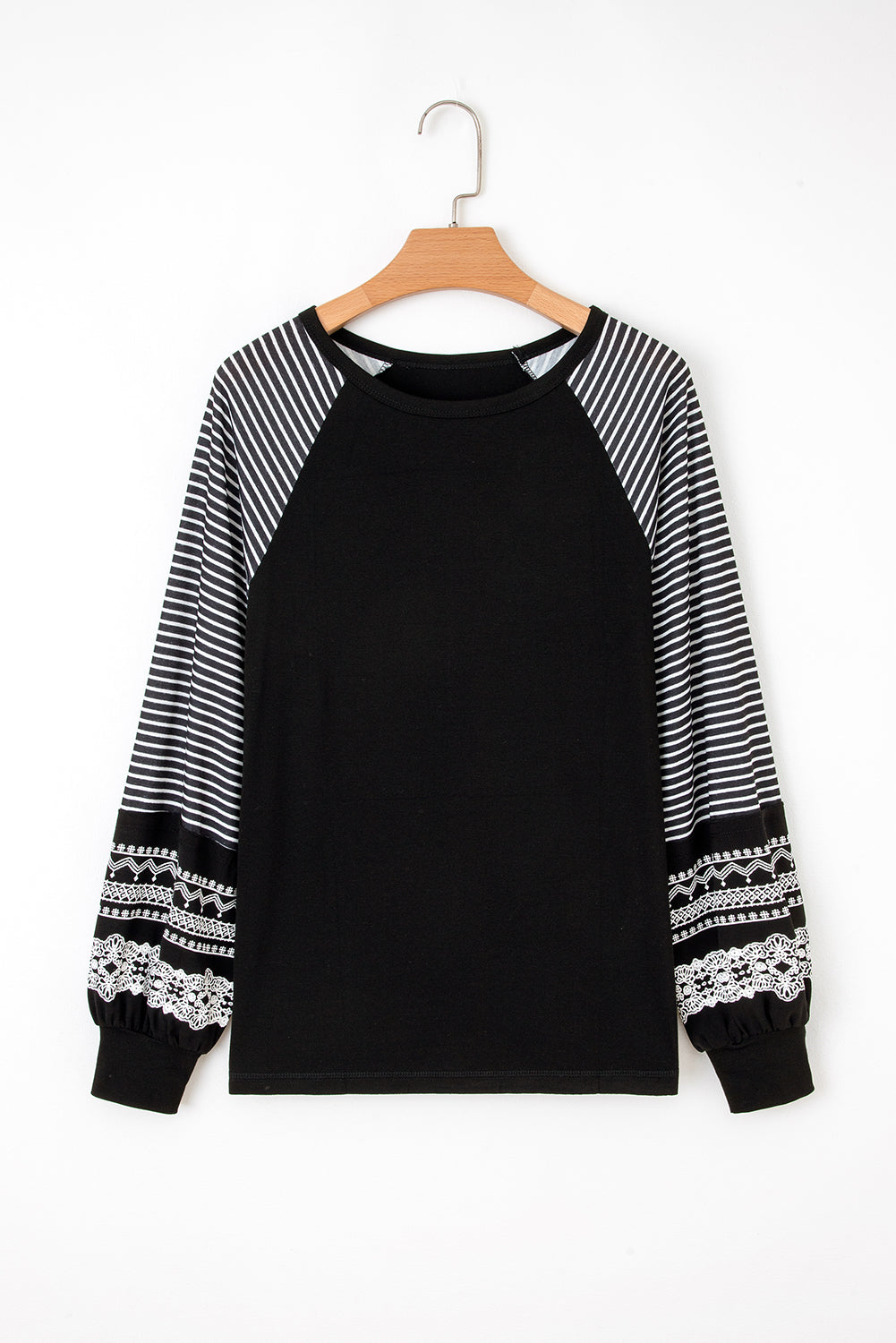 Kelsey Striped Raglan Long Sleeve Loose Top - Threaded Pear