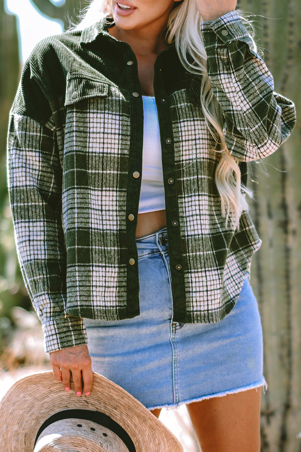 Emma Snap Colorblock Plaid Shacket - Threaded Pear