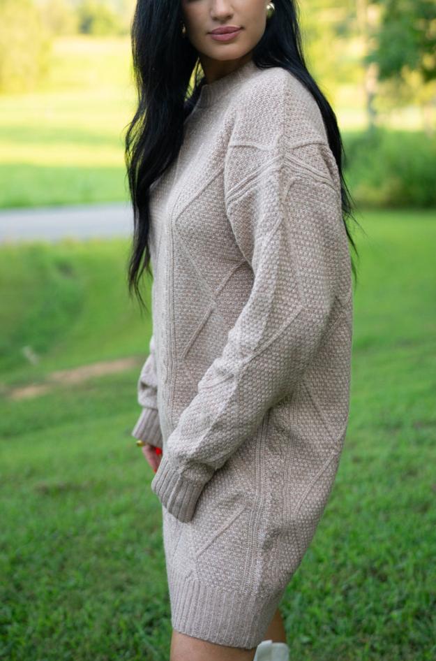 Aura Cable Knit Sweater Dress - Threaded Pear