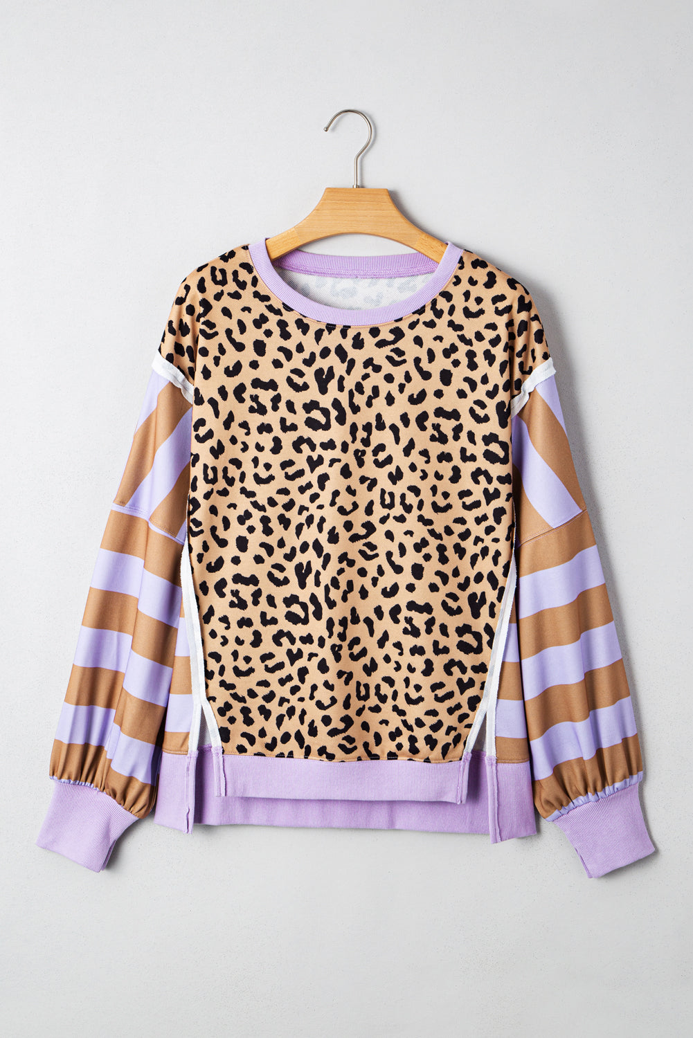 Olivia Stripe Leopard Casual Sweatshirt - Threaded Pear