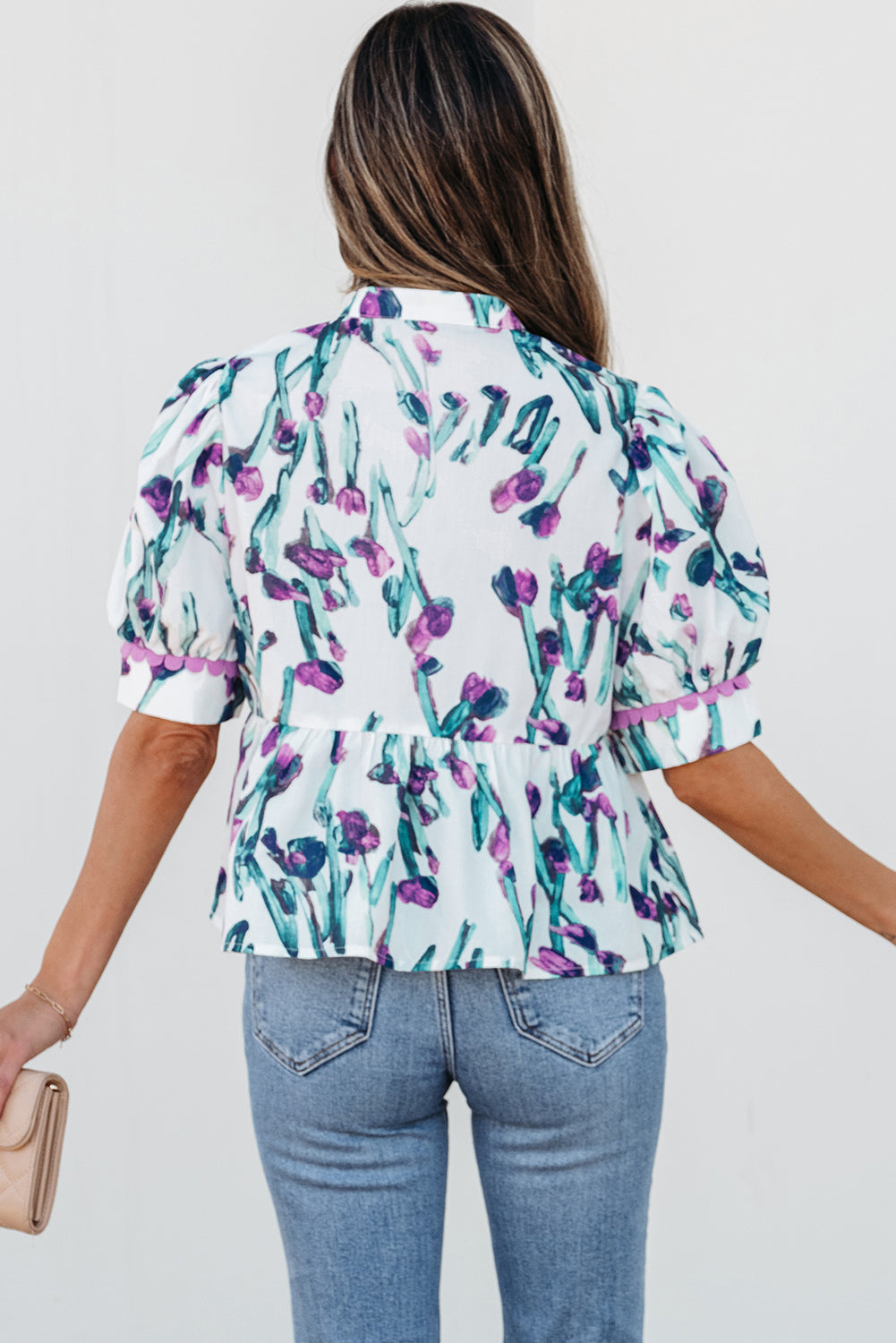 Raelyn Floral Ricrac Trim Top - Threaded Pear