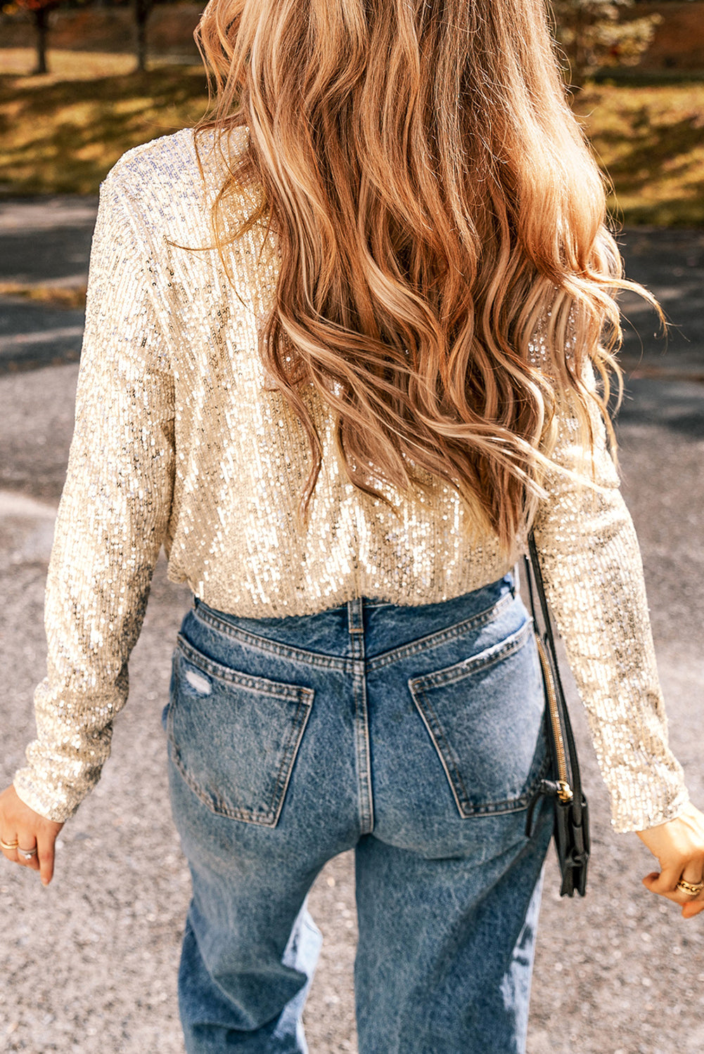 Scarlett Sequin Long Sleeve Top - Threaded Pear