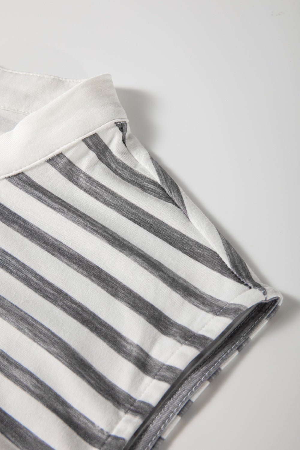 Gray Stripe Plus Size Color Block Buttoned Sleeveless Wide Leg Jumpsuit - Threaded Pear