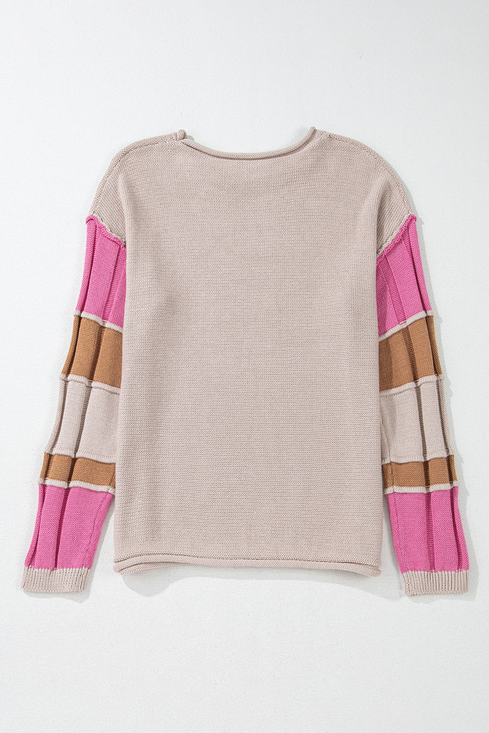 Ava Colorblock Exposed Seam Sweater - Threaded Pear