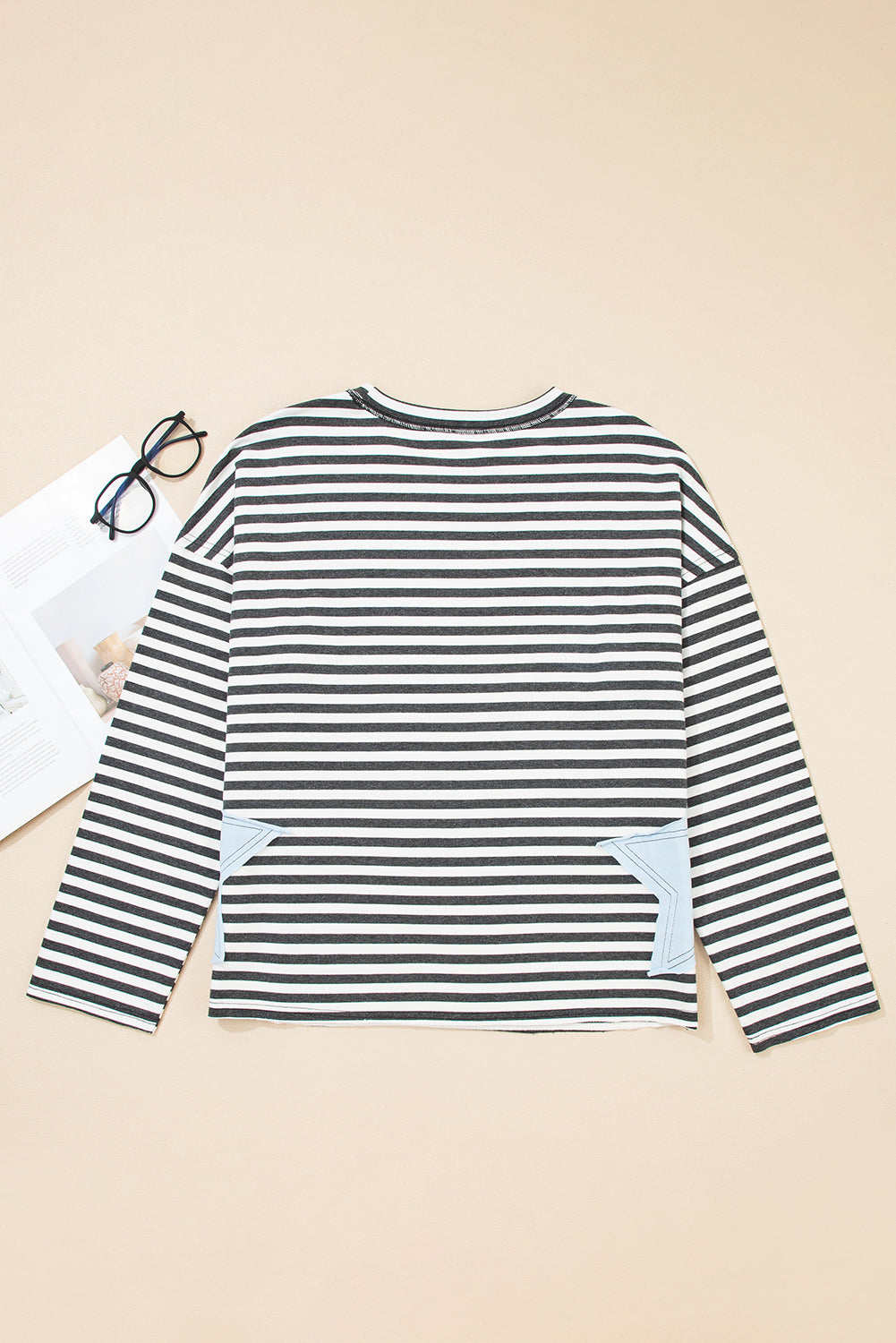 Morgan Stripe Starry Patch Casual Knit Top - Threaded Pear