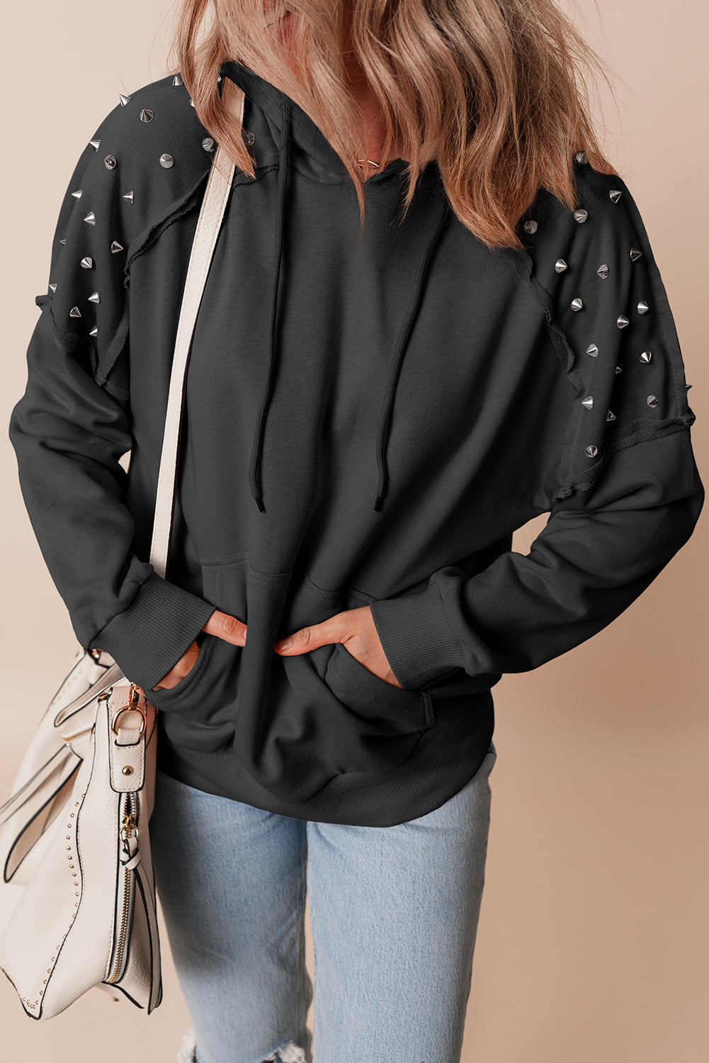 Sofia Stud Raglan Sleeve Hoodie - Threaded Pear