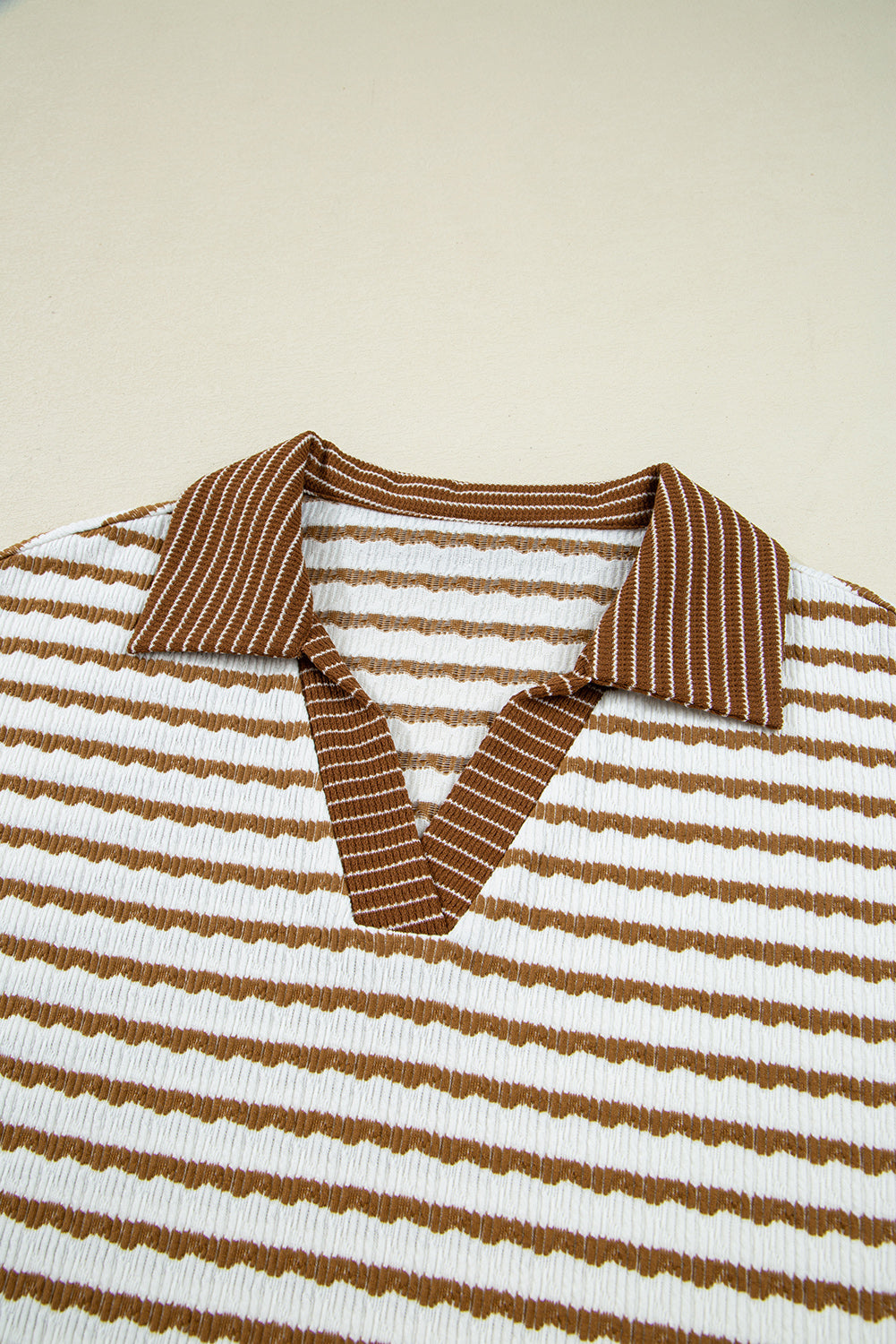 Stephanie Stripe Collared Pullover Set - Threaded Pear