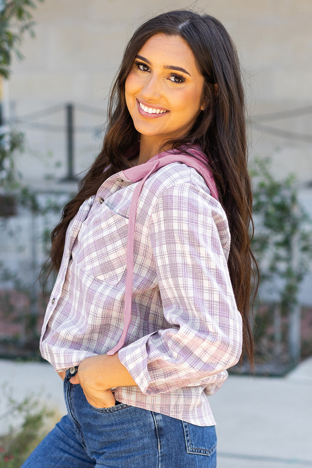 Madison Loose Fit Hooded Shacket - Threaded Pear