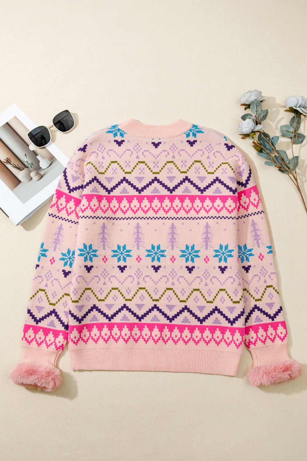 Kayaetta Knit Feather Cuffed Sweater