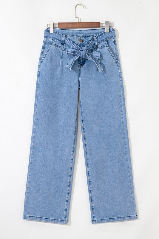 Ava Sash Wide Leg Jeans - Threaded Pear