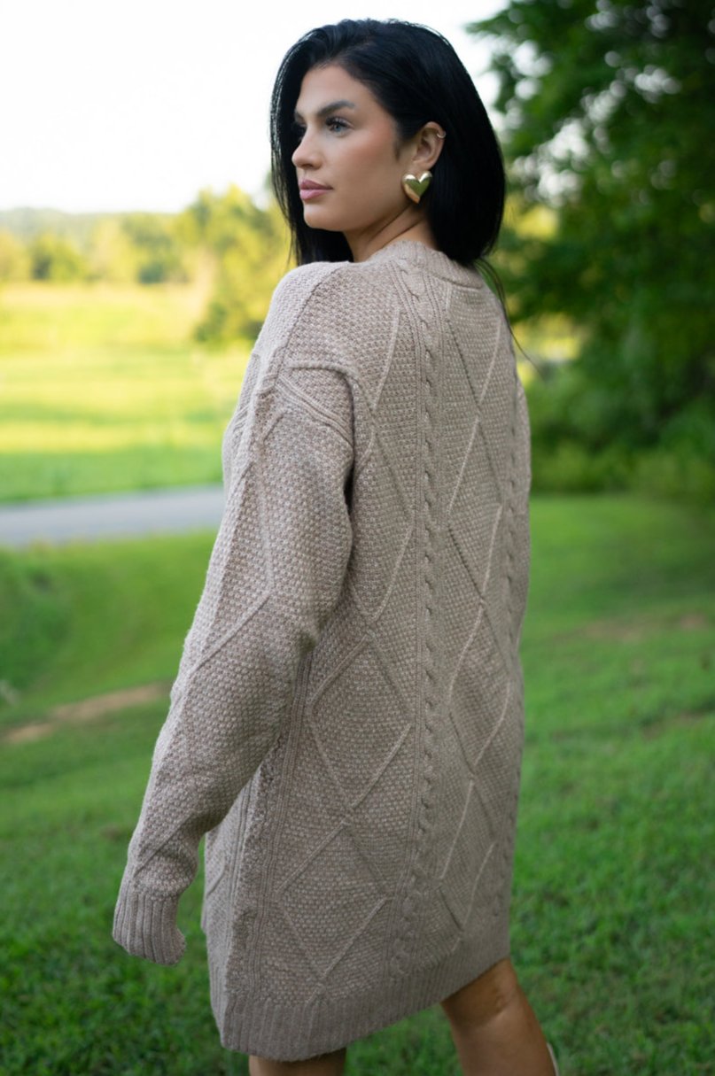 Aura Cable Knit Sweater Dress - Threaded Pear