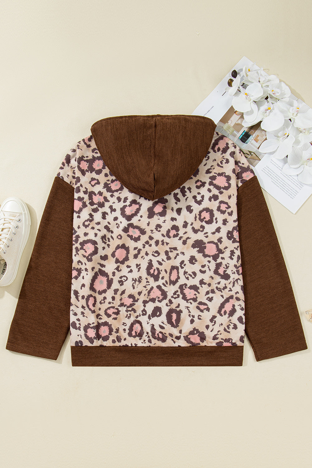 Scarlett Print Knit Patchwork Hoodie - Threaded Pear