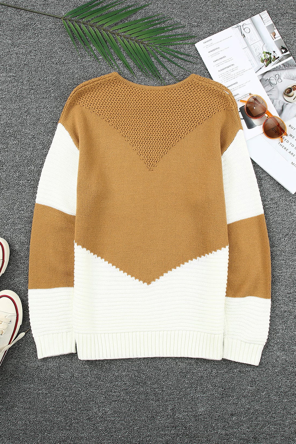 Avery tone Chevron Pullover Sweater - Threaded Pear
