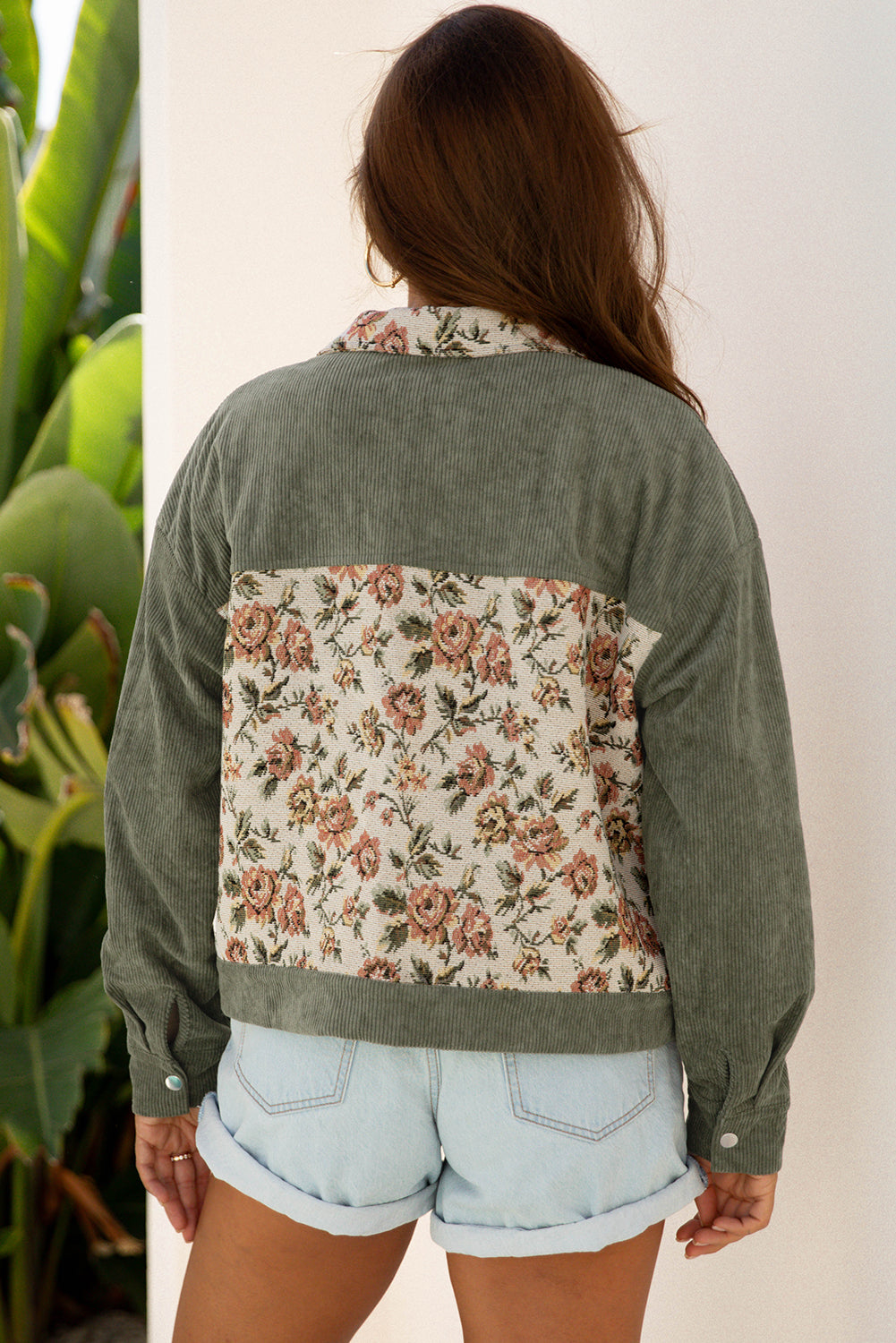 Evelyn Retro Floral Patchwork Shirt - Threaded Pear