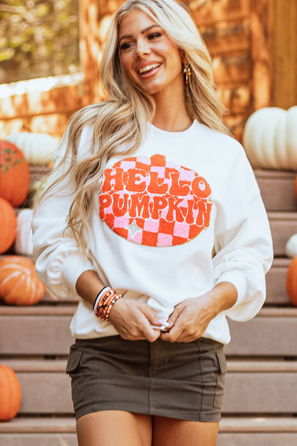 Blair Halloween Pumpkin Patched Pullover Sweatshirt - Threaded Pear