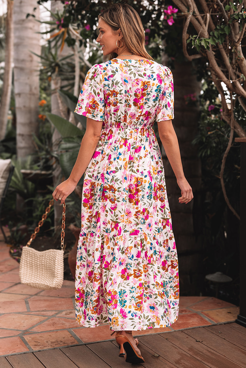 Kaitlyn Floral Short Sleeve Maxi Dress - Threaded Pear