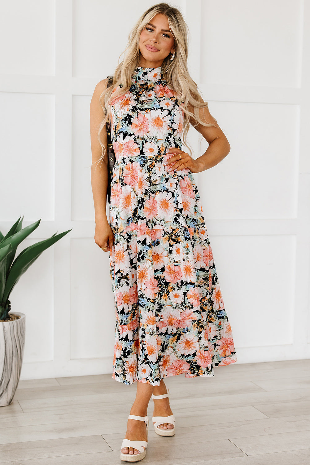 Clementine Floral Print Ruffled Maxi Dress - Threaded Pear