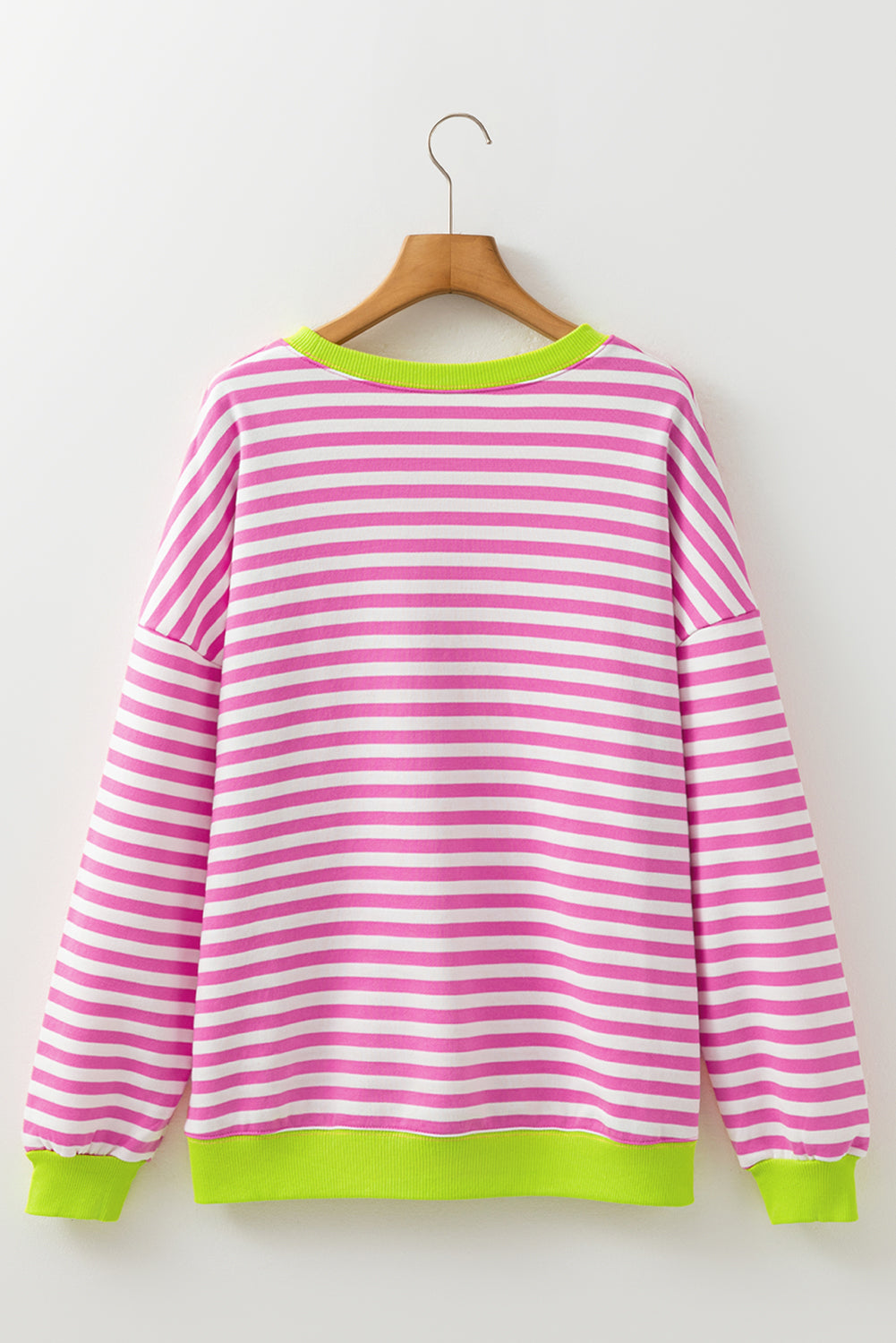 Elliana Stripe Crossed Stitch Drop Shoulder Sweatshirt - Threaded Pear