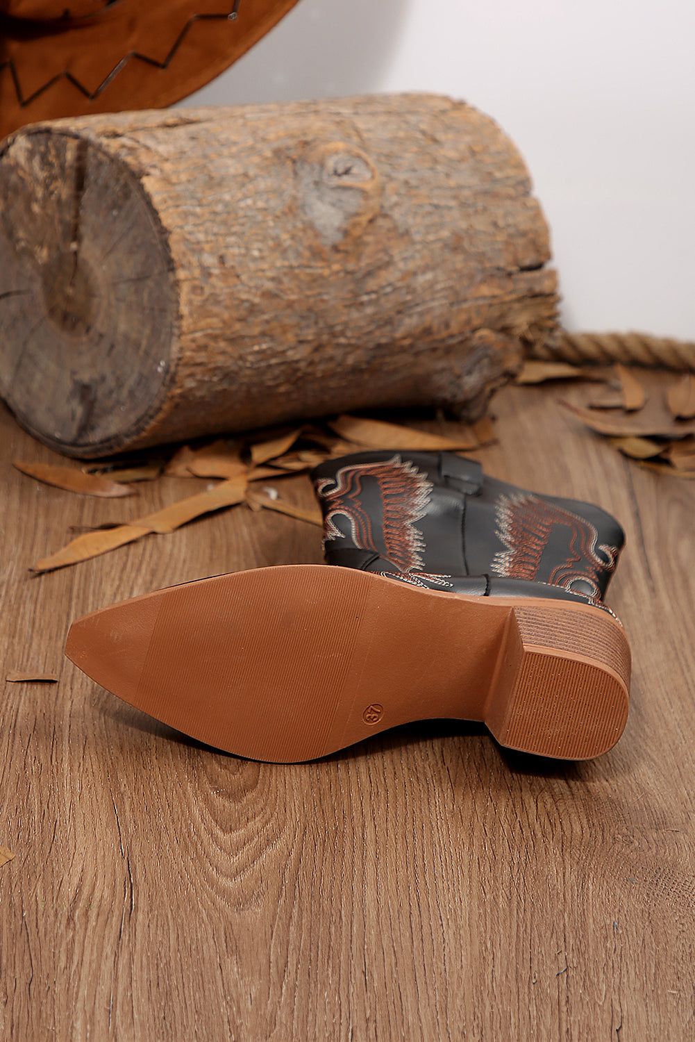 Mackenzie Western Eagle Embroidered Faux Leather Boots - Threaded Pear