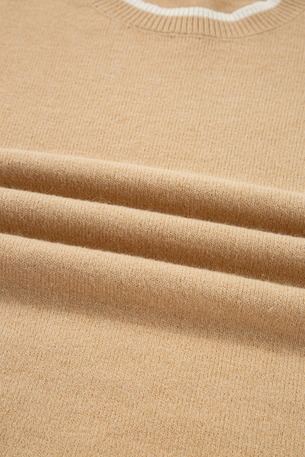 Ava Cuff Contrast Trim Sweater - Threaded Pear