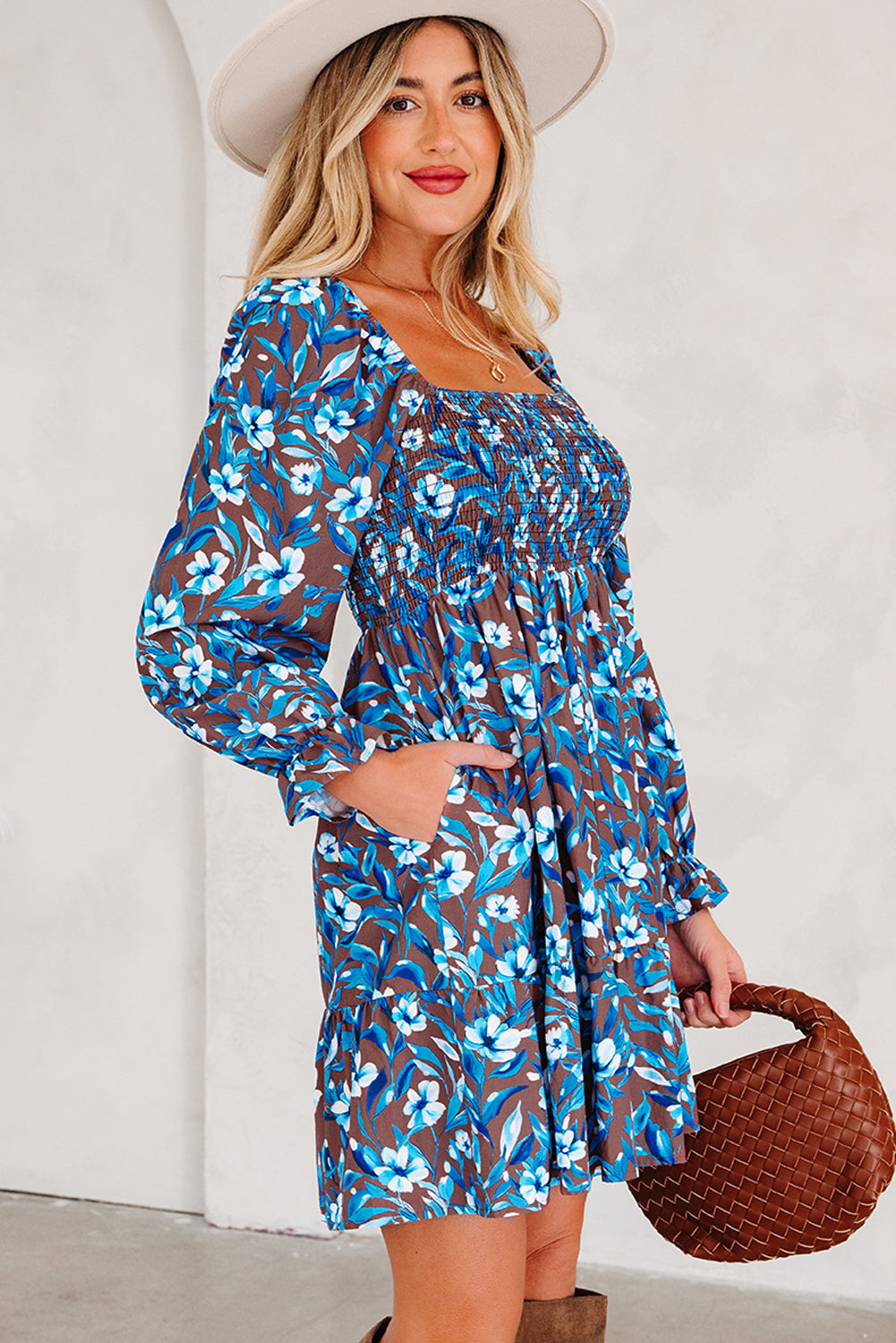 Norava Ruffled Sleeve Floral Dress