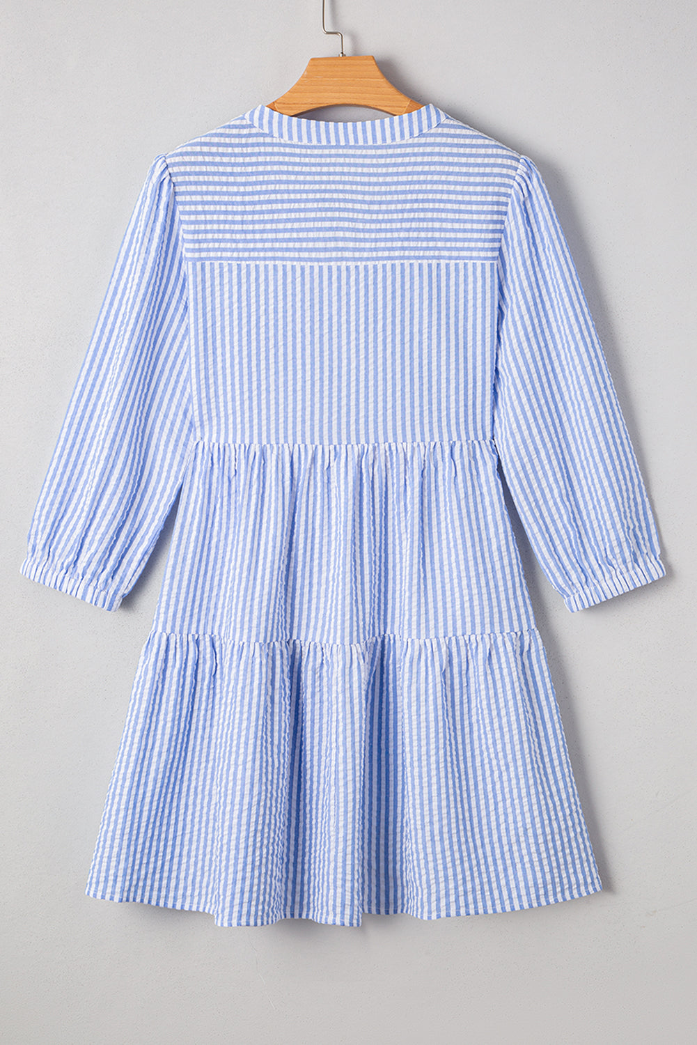 Kaia Stripe Bracelet Sleeve Tiered Dress with Pockets - Threaded Pear