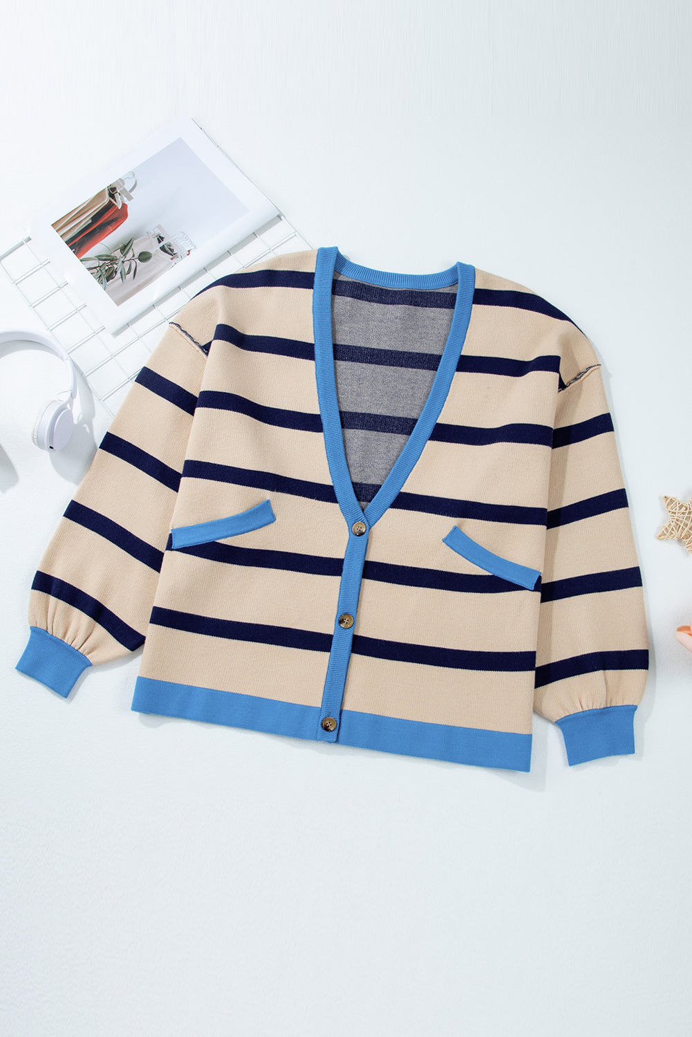 Sutton Buttoned Loose Cardigan - Threaded Pear