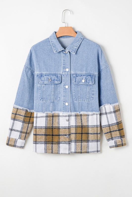 Sofia Plaid Patchwork Oversized Jacket - Threaded Pear