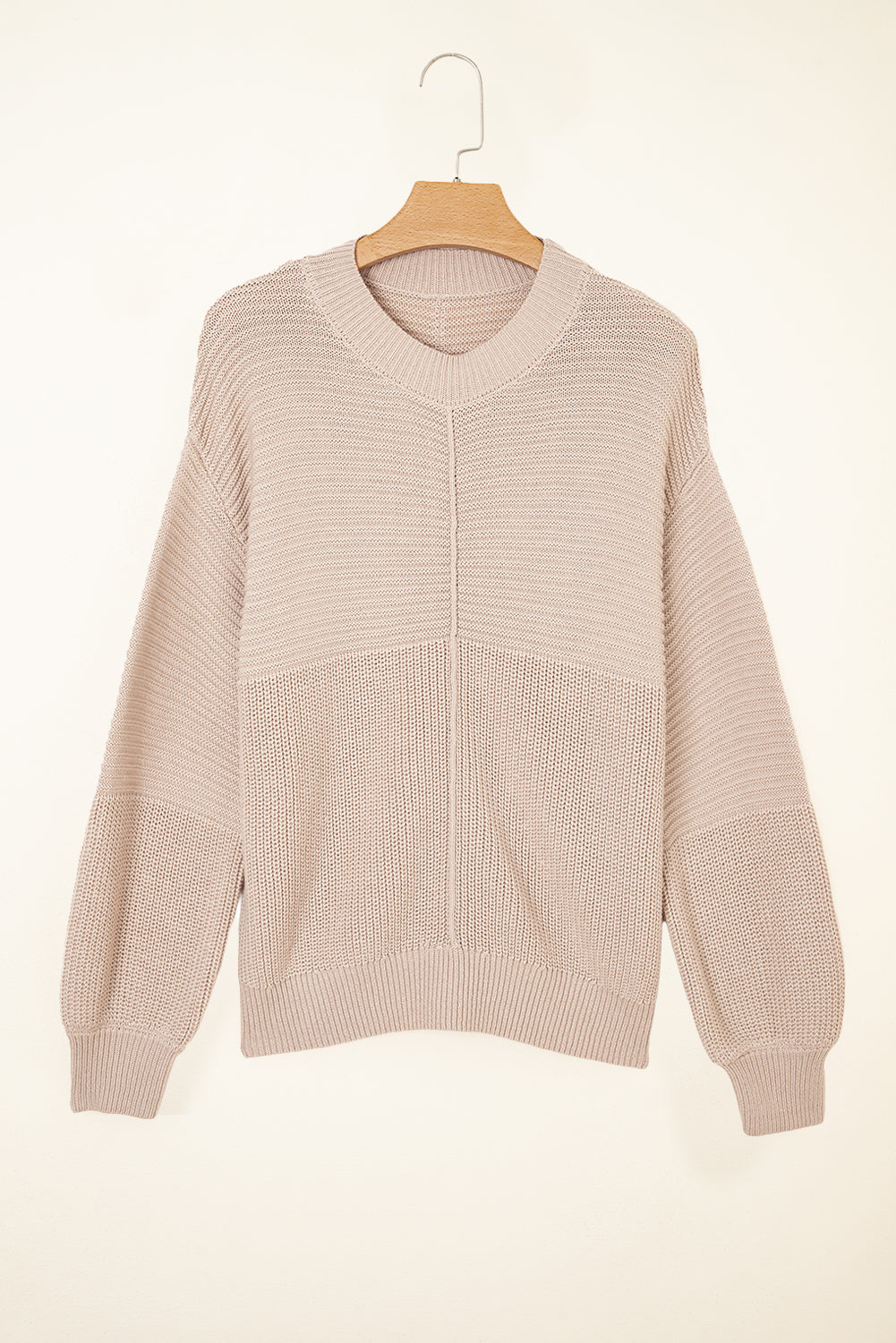 Delaney Texture Knitted Puff Sleeve Sweater - Threaded Pear