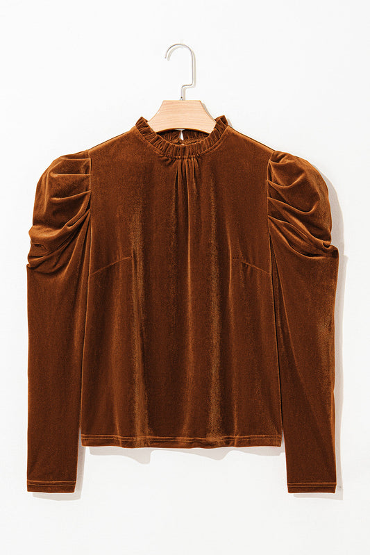 Josephine Puff Sleeve Velvet Top