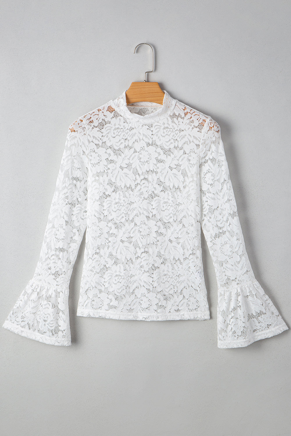 Alani Lace Crochet Bell Sleeve Blouse - Threaded Pear