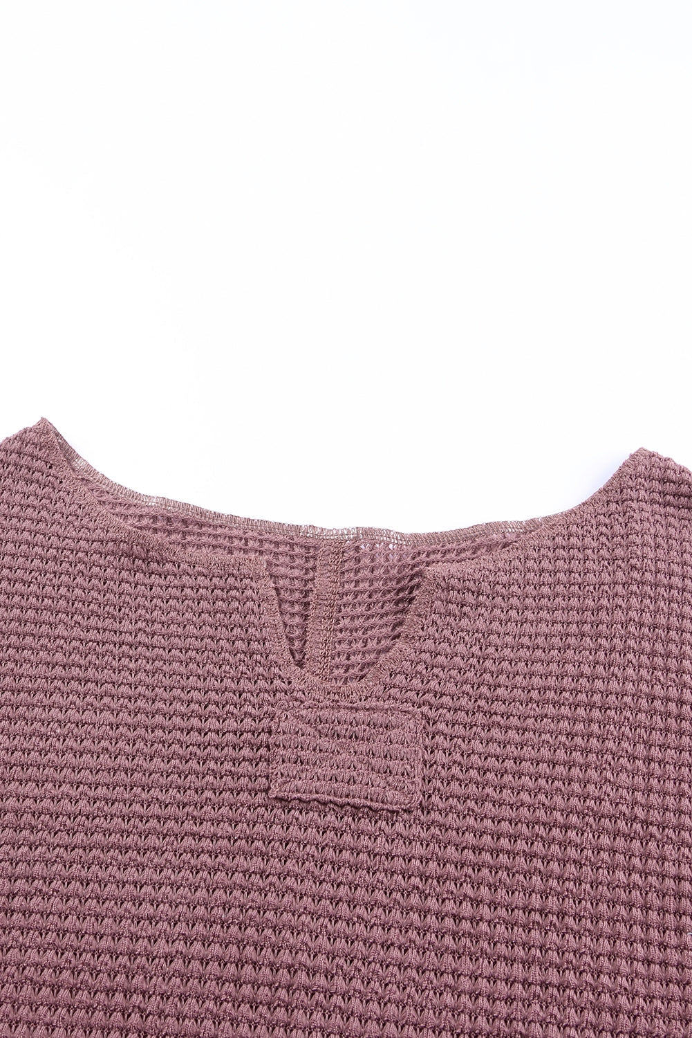Evelyn Waffle Knit Loose Long Sleeve Top - Threaded Pear