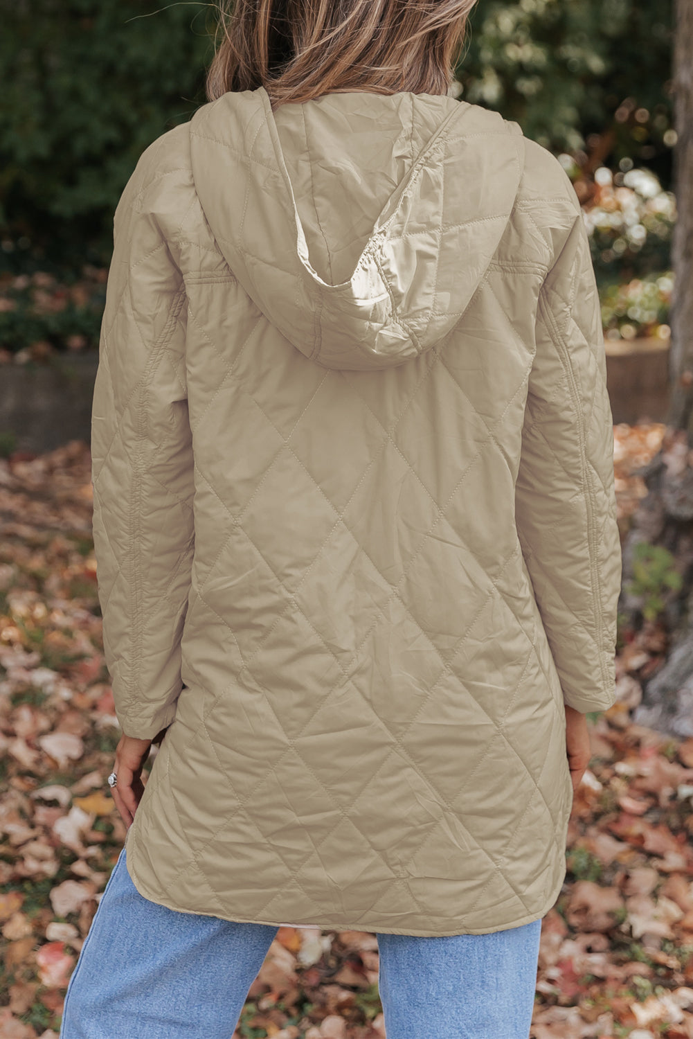 Amelia Snap Hooded Puffer Coat - Threaded Pear