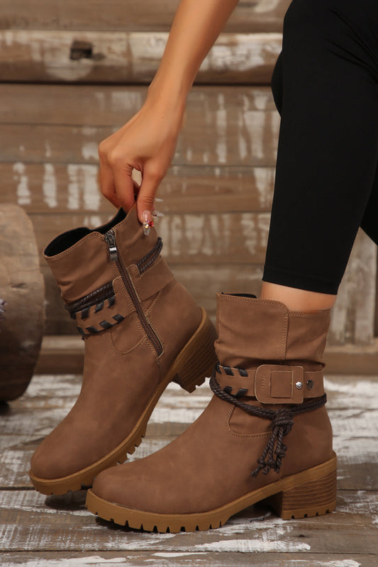 Mila Strap Side Zip Boots