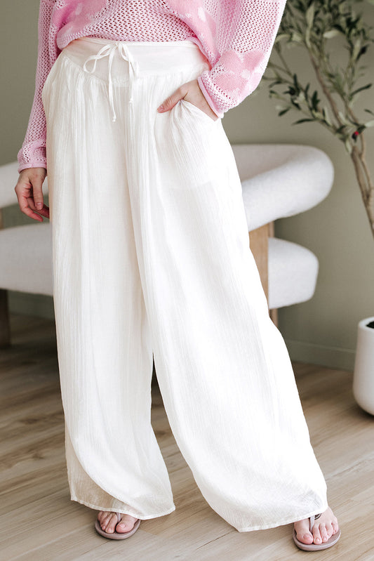 Jessie Casual Tie Waist Pleated Wide Leg Pants - Threaded Pear