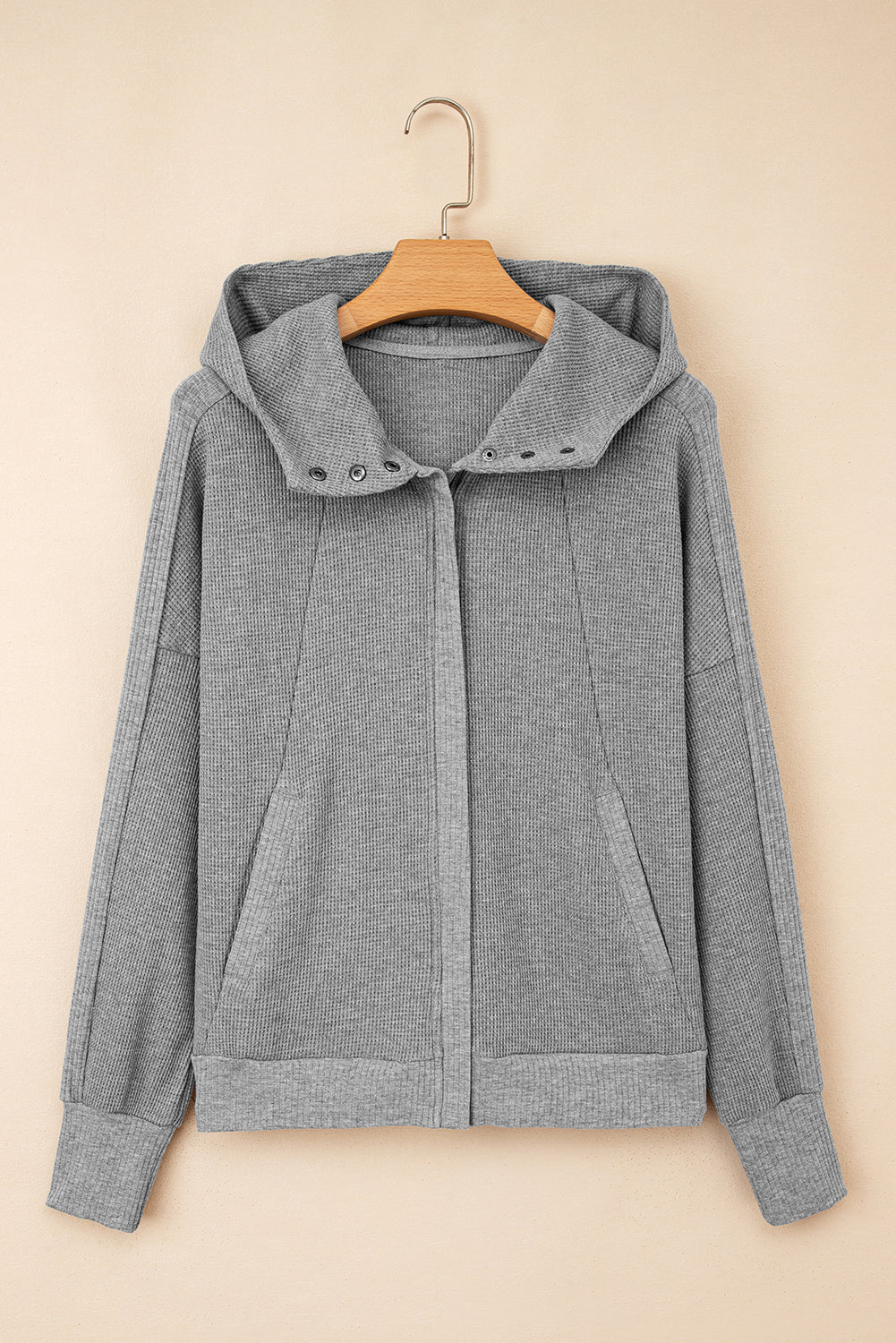 Kayla Waffle Zip Up Hooded Jacket - Threaded Pear
