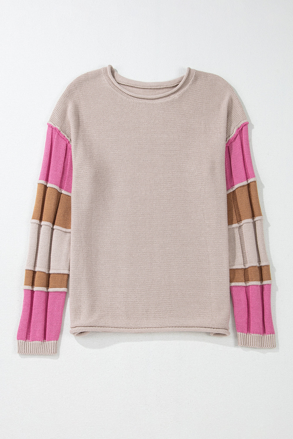 Ava Colorblock Exposed Seam Sweater - Threaded Pear
