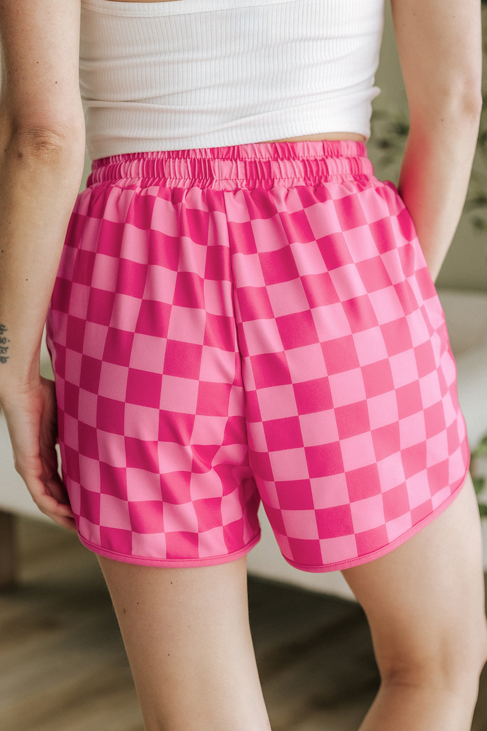 Checkered Drawstring Casual Shorts - Threaded Pear