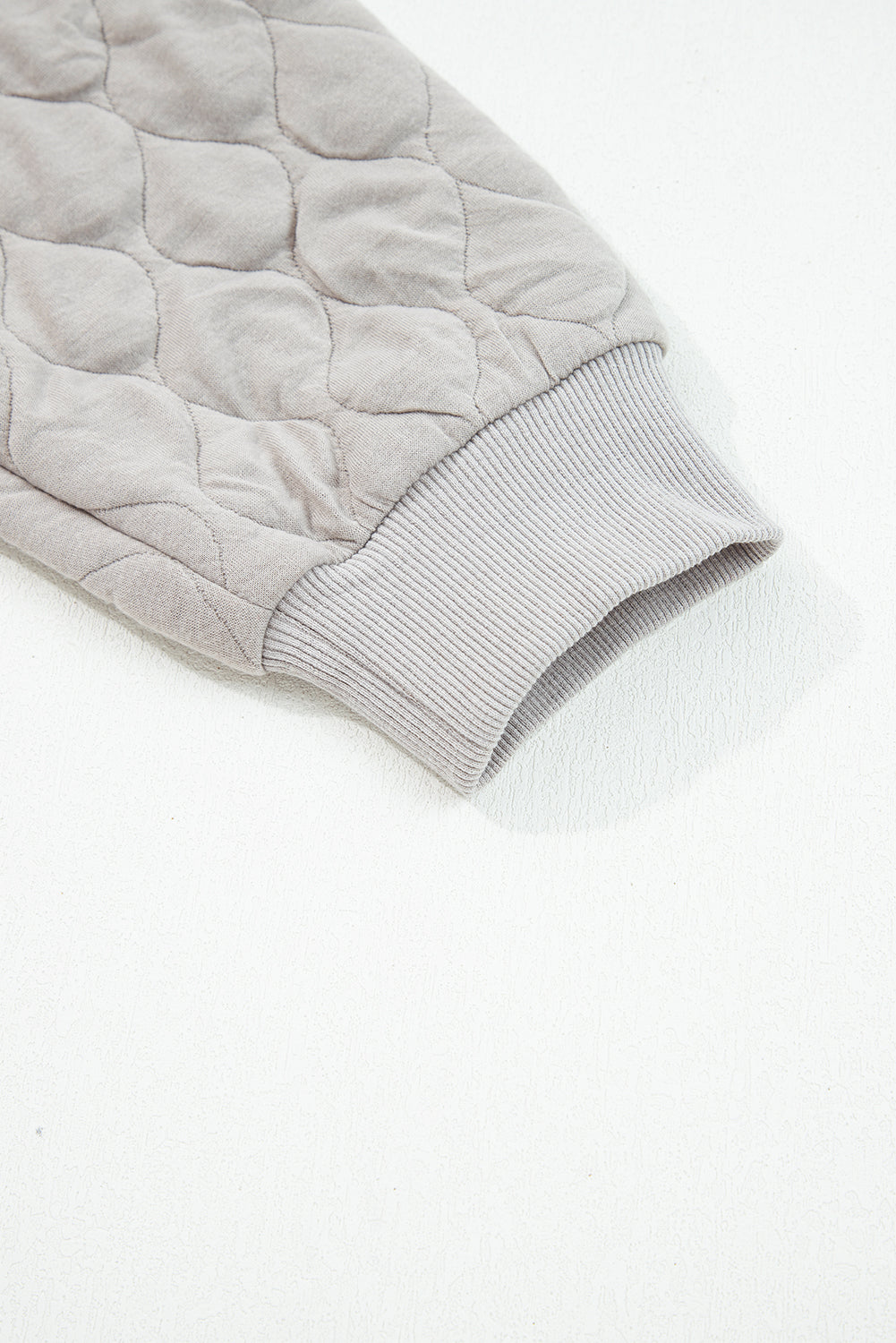 Gray Quilted Quarter Zip Plus Size Hoodie - Threaded Pear