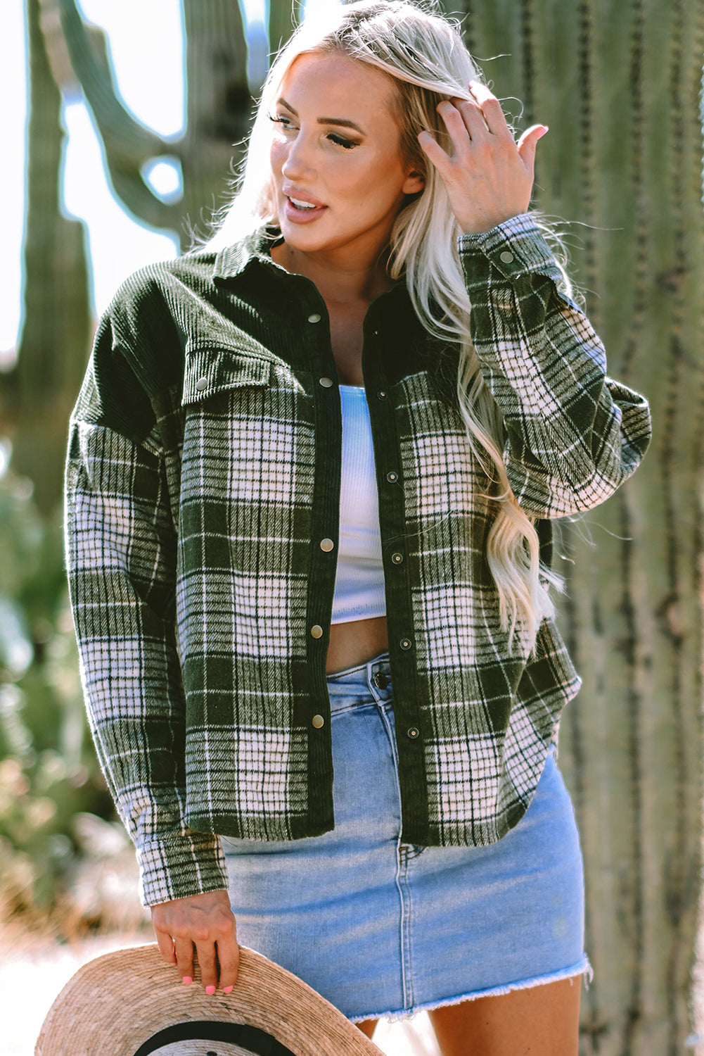 Emma Snap Colorblock Plaid Shacket - Threaded Pear