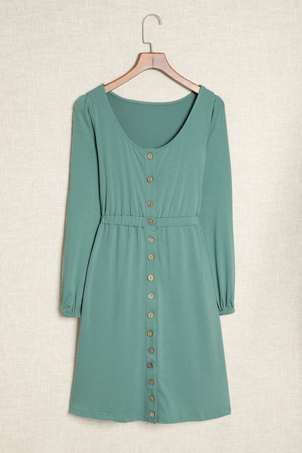 Julianna Button Up High Waist Long Sleeve Dress.
