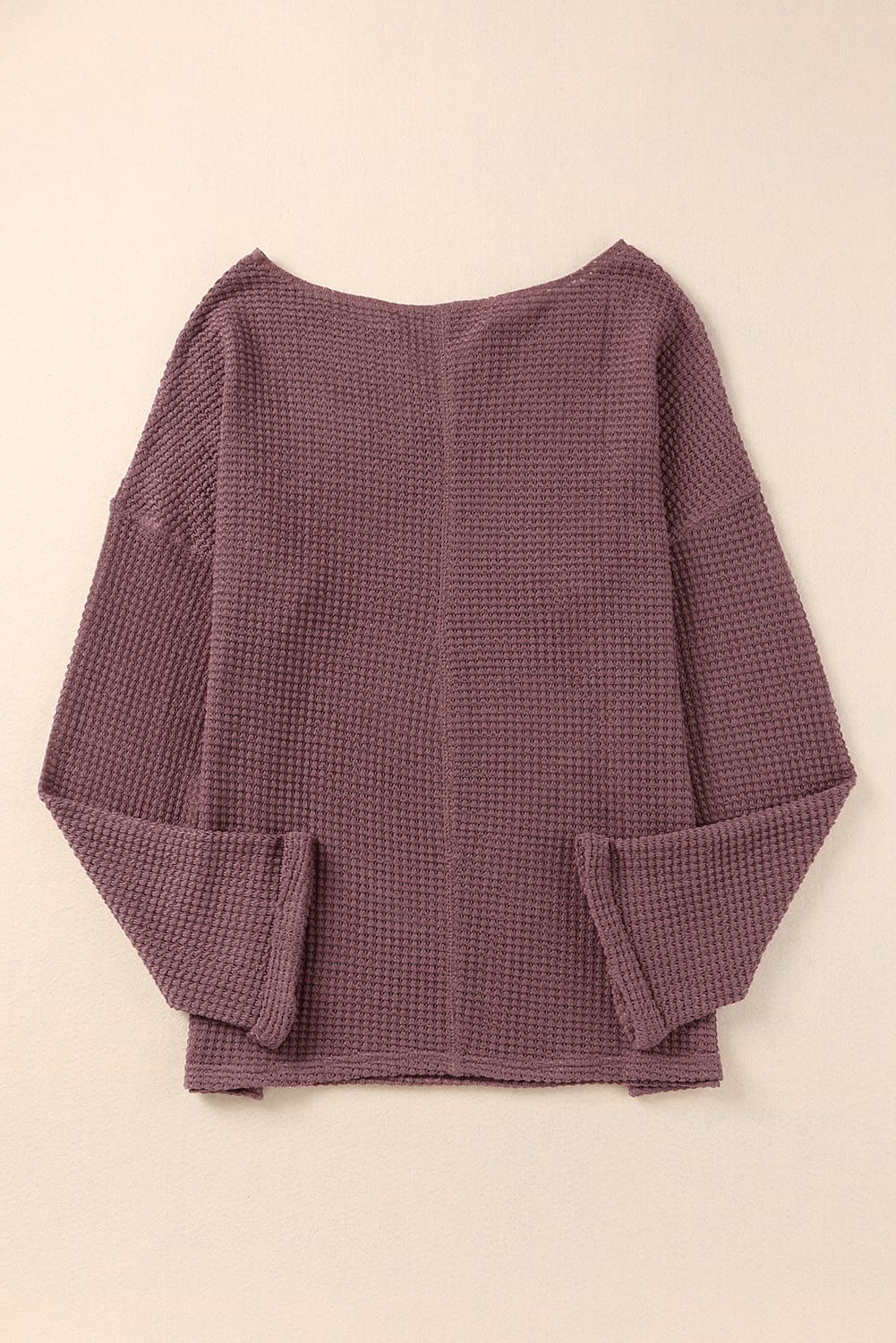 Evelyn Waffle Knit Loose Long Sleeve Top - Threaded Pear