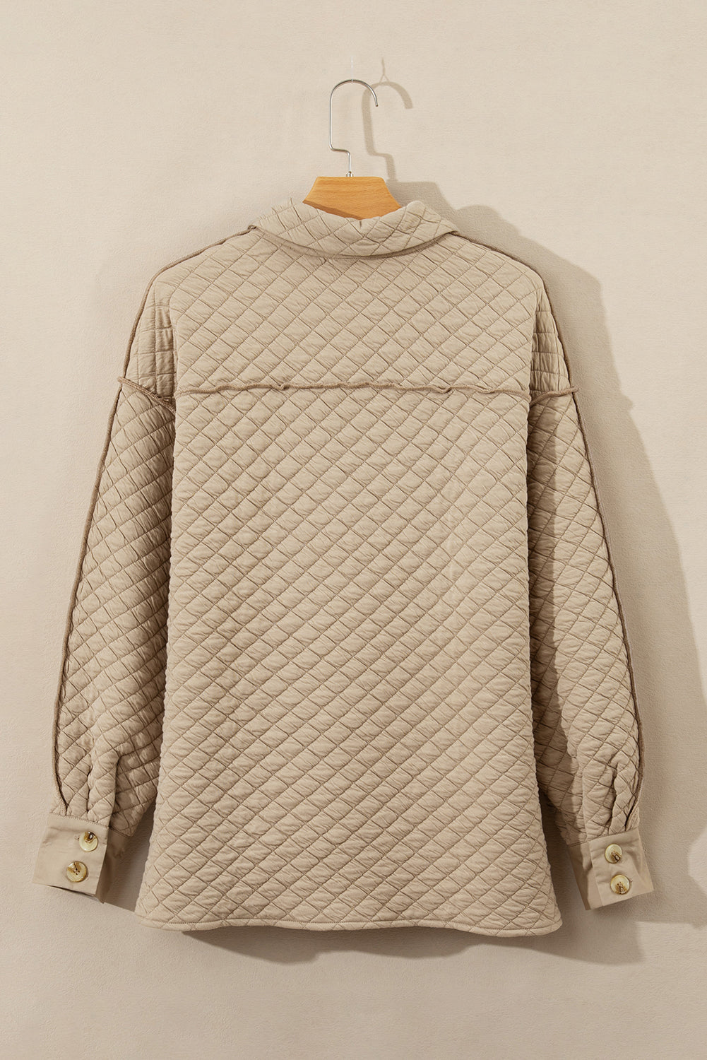 Celeste Quilted Puffer Buttoned Shacket - Threaded Pear